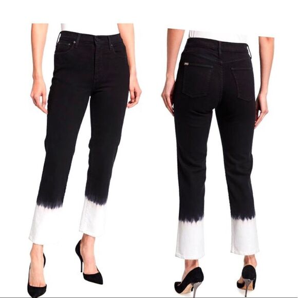 ALICE + OLIVIA JEANS Stunning Ombré Straight Jeans black white BNWT - Picture 1 of 3